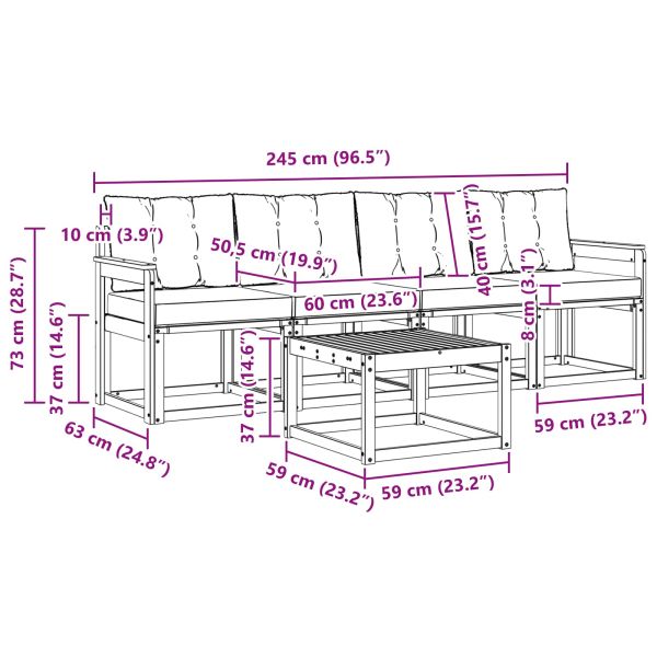 Комплект дивани за открито 5 pcs Натурален и Бежов