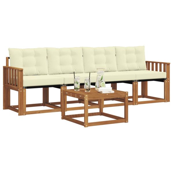 Комплект дивани за открито 5 pcs Натурален и Крема