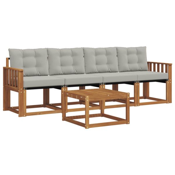 Комплект дивани за открито 5 pcs Естествено и светло сиво