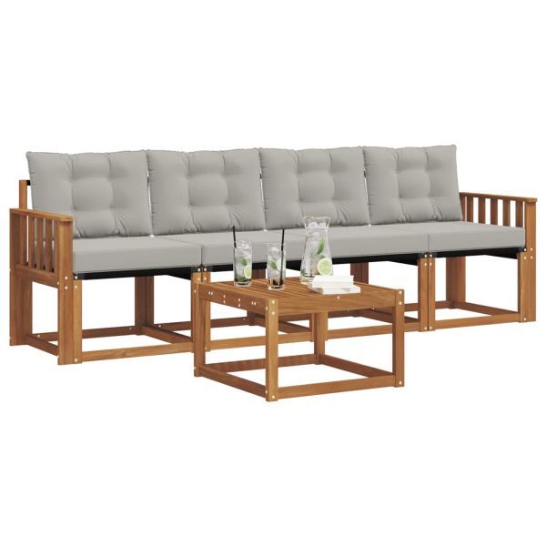 Комплект дивани за открито 5 pcs Естествено и светло сиво