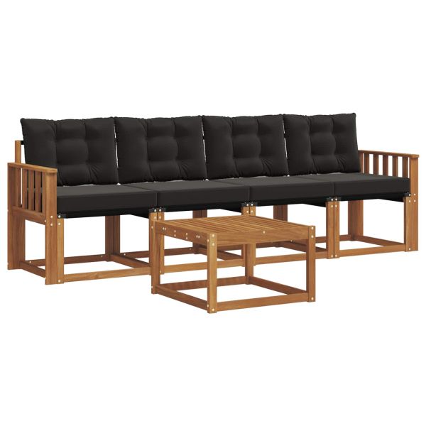 Комплект дивани за открито 5 pcs Естествено и черно