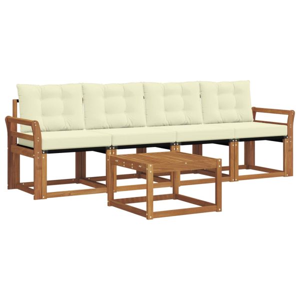 Комплект дивани за открито 5 pcs Натурален и Крема