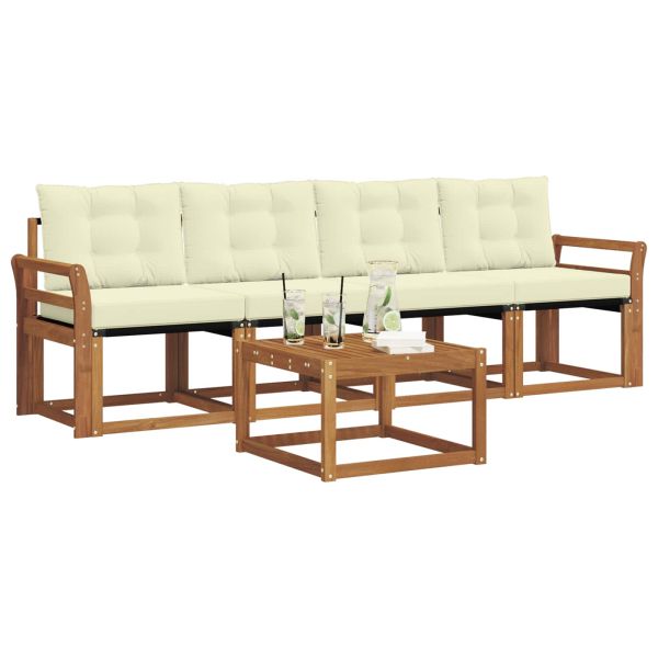 Комплект дивани за открито 5 pcs Натурален и Крема