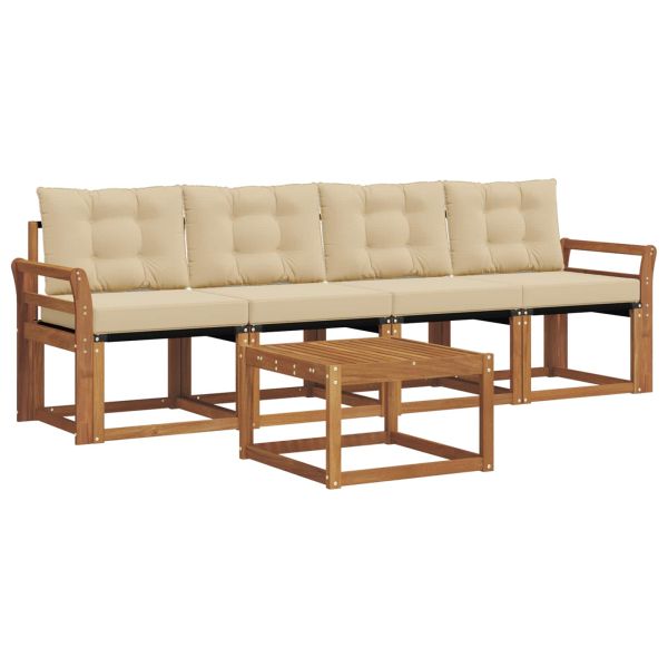 Комплект дивани за открито 5 pcs Натурален и Бежов