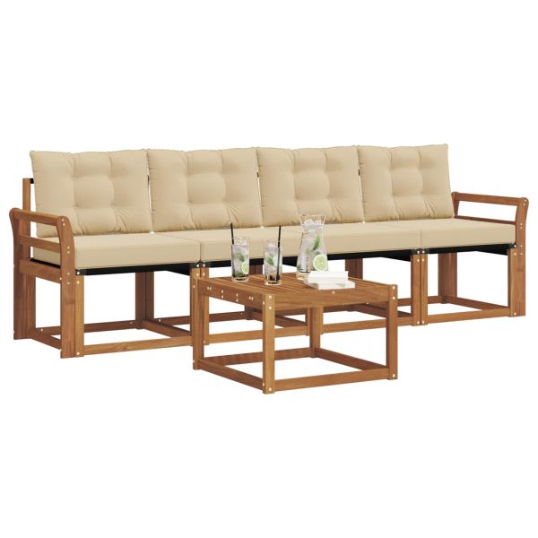 Комплект дивани за открито 5 pcs Натурален и Бежов