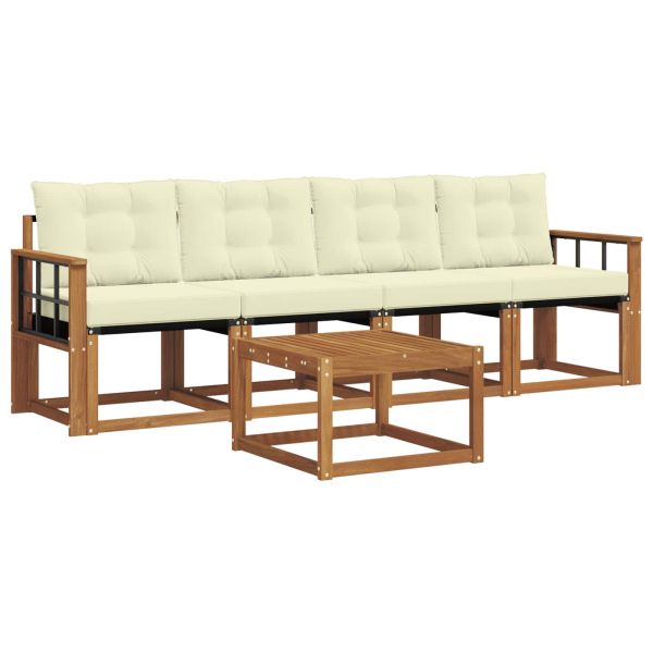 Комплект дивани за открито 5 pcs Натурален и Крема