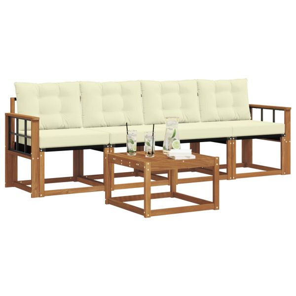 Комплект дивани за открито 5 pcs Натурален и Крема