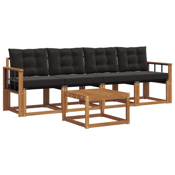 Комплект дивани за открито 5 pcs Естествено и черно