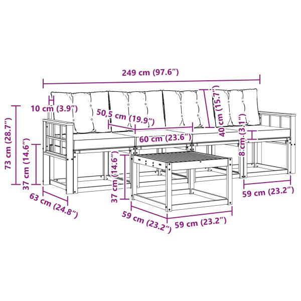Комплект дивани за открито 5 pcs Естествено и черно