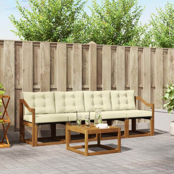 Комплект дивани за открито 5 pcs Натурален и Крема