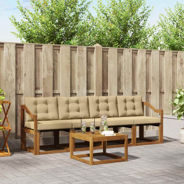 Комплект дивани за открито 5 pcs Натурален и Бежов