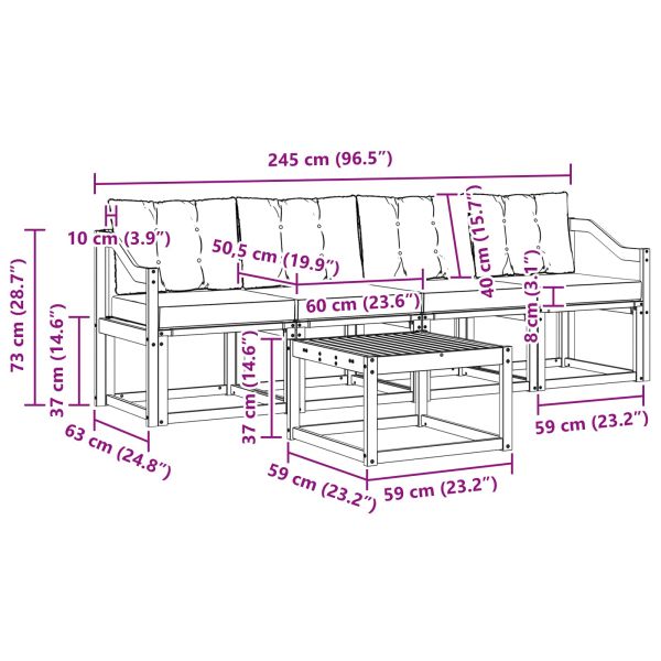 Комплект дивани за открито 5 pcs Натурален и Бежов