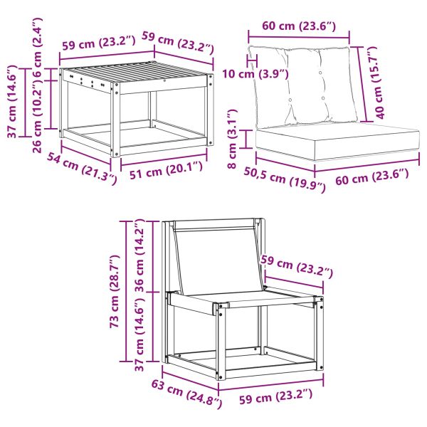 Комплект дивани за открито 5 pcs Натурален и Бежов
