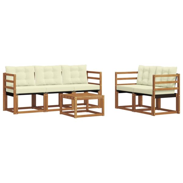 Комплект дивани за открито 6 pcs Натурален и Крема