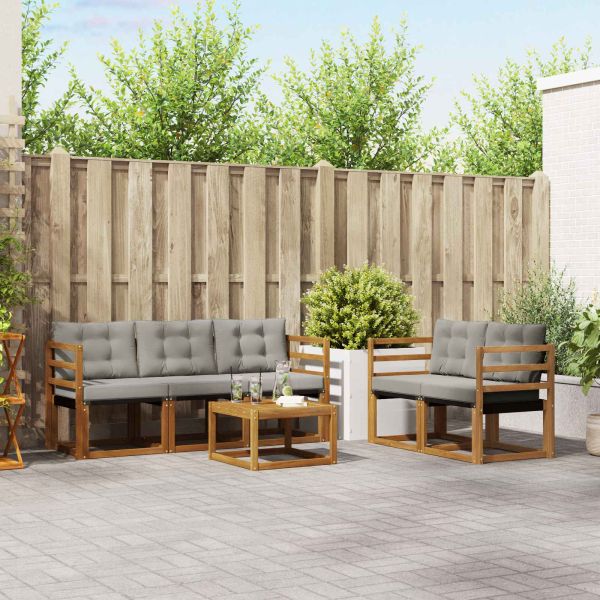 Комплект дивани за открито 6 pcs Естествено и светло сиво