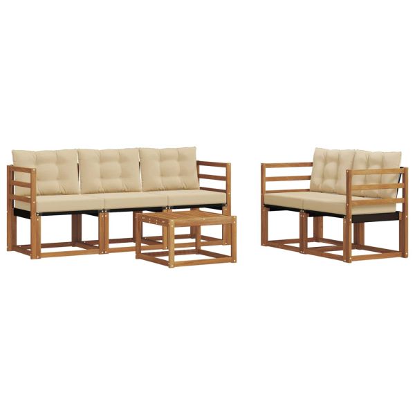 Комплект дивани за открито 6 pcs Натурален и Бежов