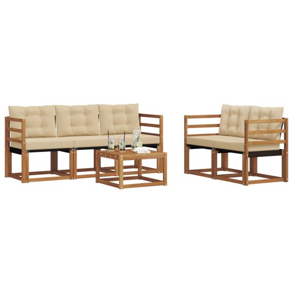 Комплект дивани за открито 6 pcs Натурален и Бежов