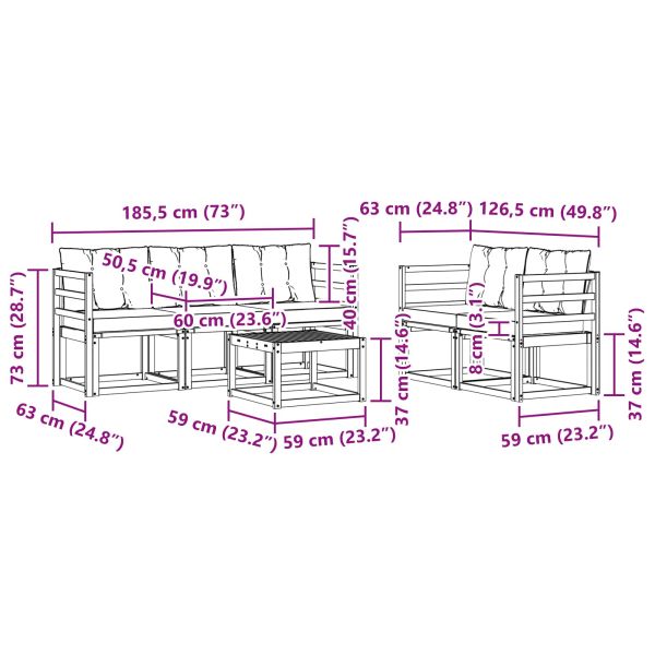 Комплект дивани за открито 6 pcs Натурален и Бежов