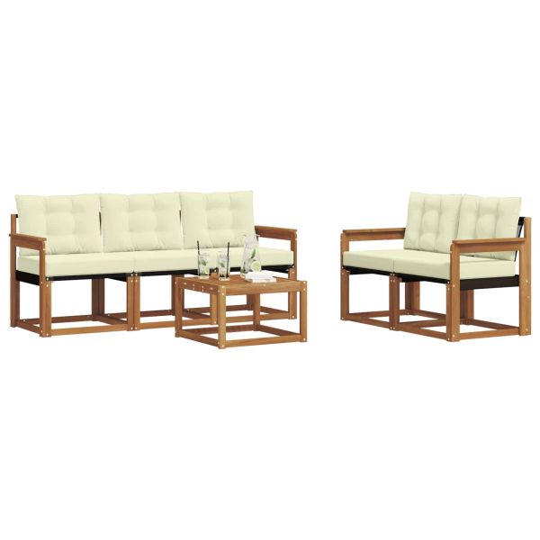 Комплект дивани за открито 6 pcs Натурален и Крема