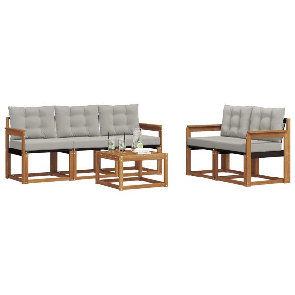 Комплект дивани за открито 6 pcs Естествено и светло сиво