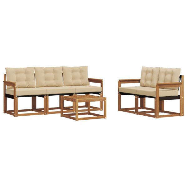 Комплект дивани за открито 6 pcs Натурален и Бежов