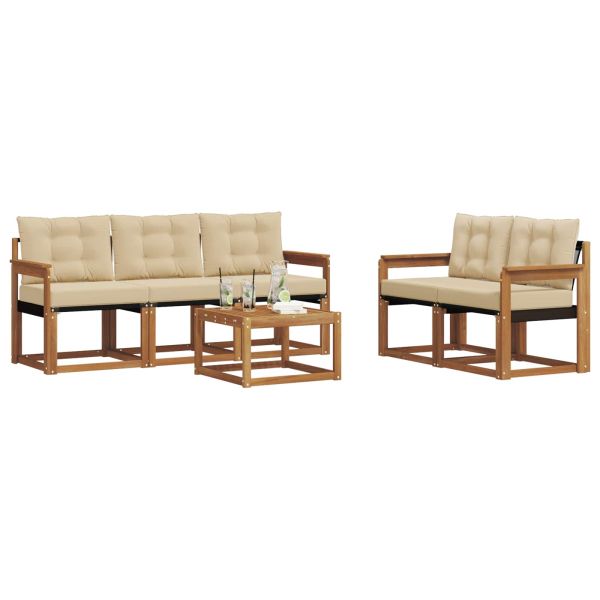 Комплект дивани за открито 6 pcs Натурален и Бежов