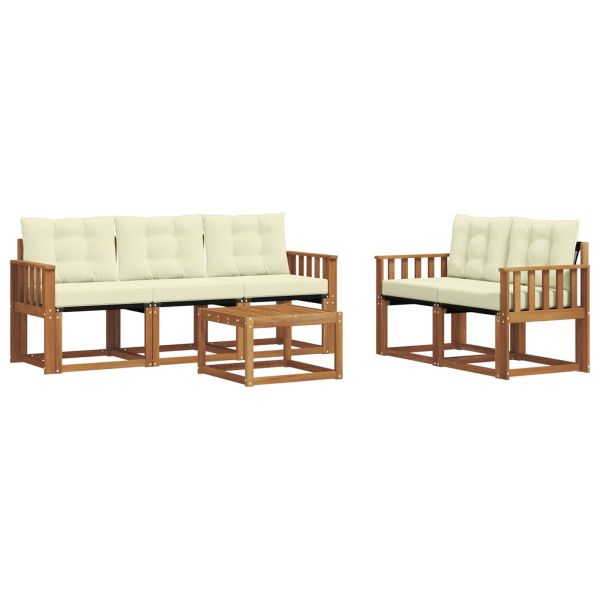 Комплект дивани за открито 6 pcs Натурален и Крема