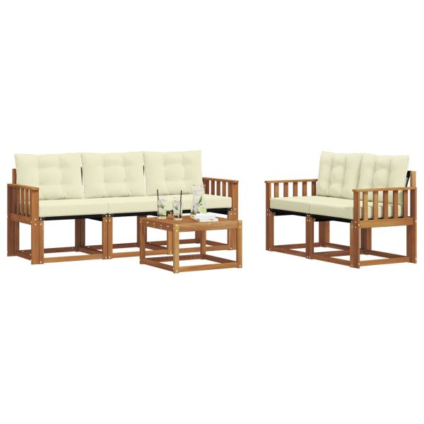 Комплект дивани за открито 6 pcs Натурален и Крема