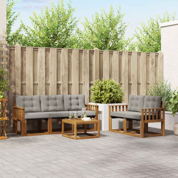 Комплект дивани за открито 6 pcs Естествено и светло сиво