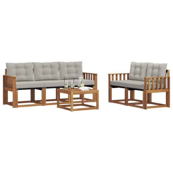 Комплект дивани за открито 6 pcs Естествено и светло сиво