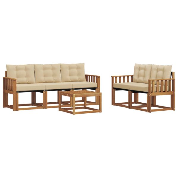 Комплект дивани за открито 6 pcs Натурален и Бежов