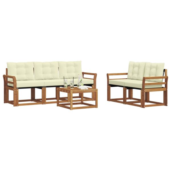 Комплект дивани за открито 6 pcs Натурален и Крема