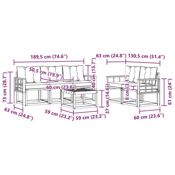 Комплект дивани за открито 6 pcs Естествено и светло сиво