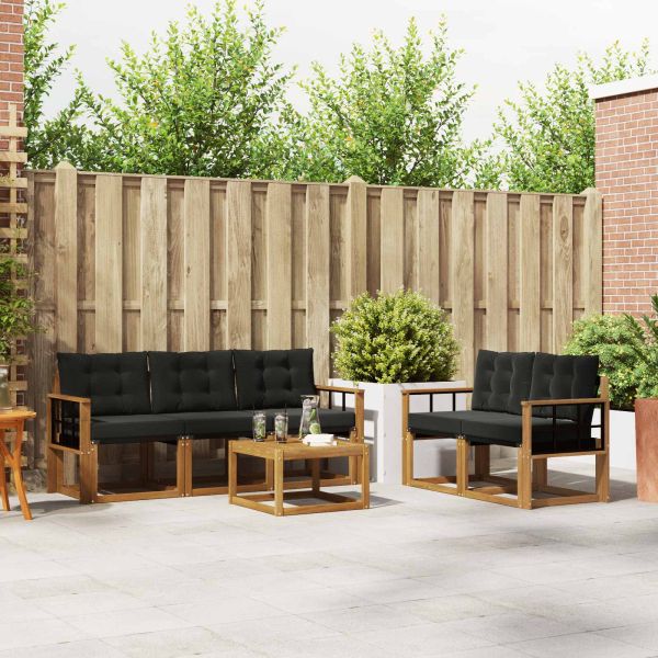 Комплект дивани за открито 6 pcs Естествено и черно