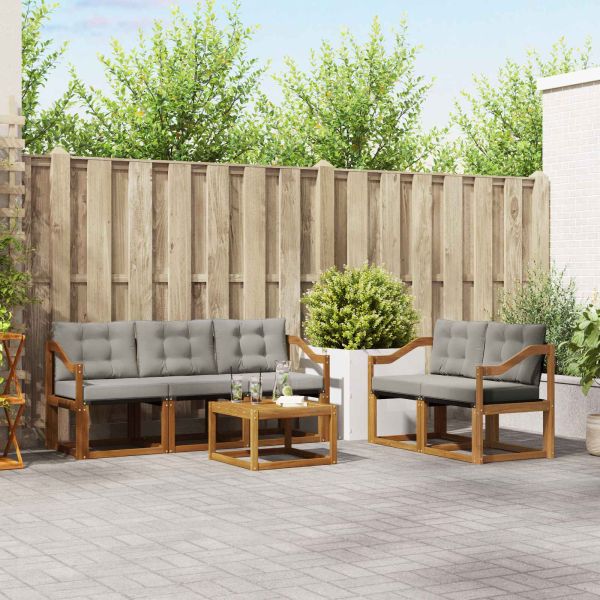 Комплект дивани за открито 6 pcs Естествено и светло сиво