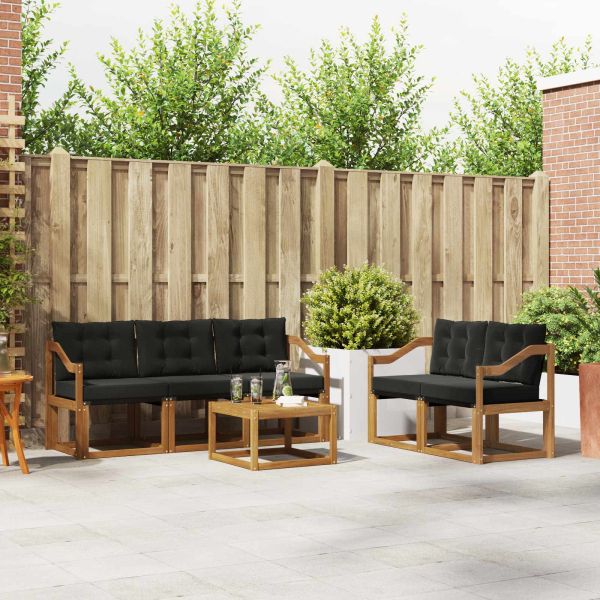 Комплект дивани за открито 6 pcs Естествено и черно