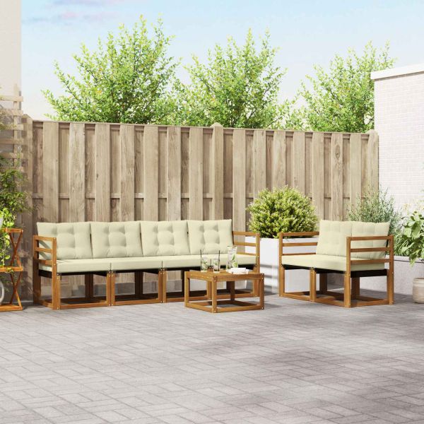 Комплект дивани за открито 7 pcs Натурален и Крема
