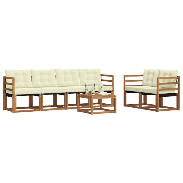 Комплект дивани за открито 7 pcs Натурален и Крема