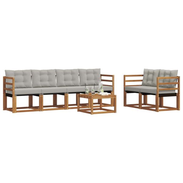 Комплект дивани за открито 7 pcs Естествено и светло сиво