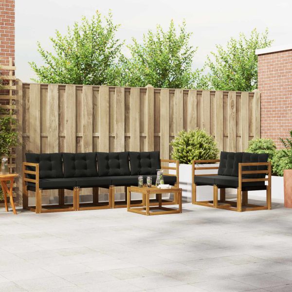 Комплект дивани за открито 7 pcs Естествено и черно