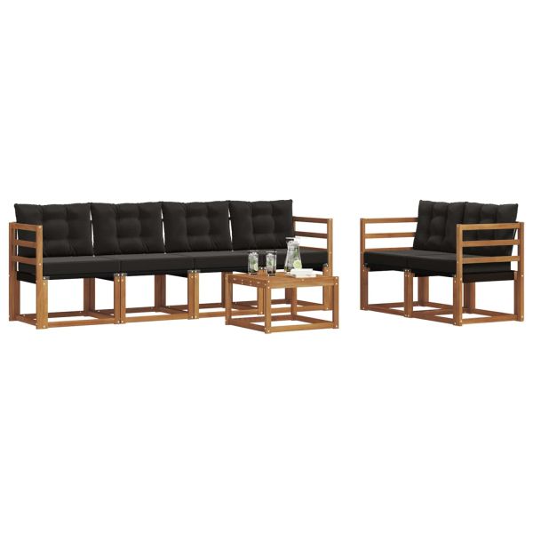 Комплект дивани за открито 7 pcs Естествено и черно