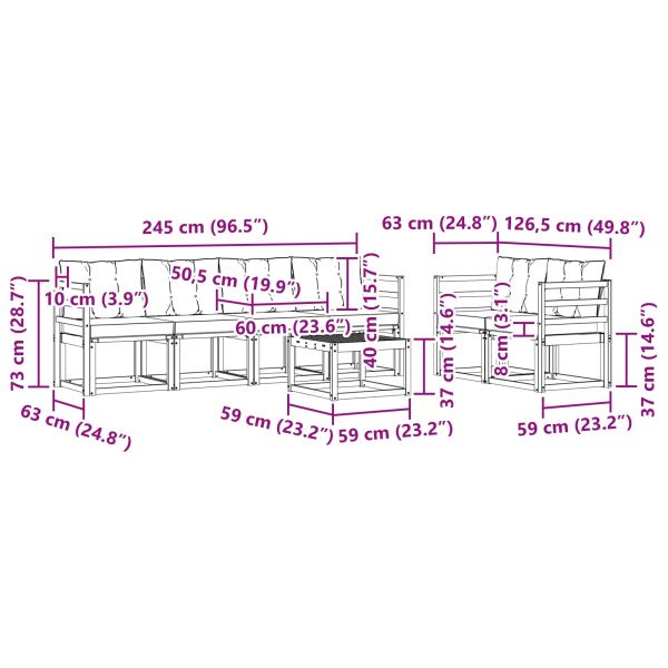 Комплект дивани за открито 7 pcs Натурален и Бежов
