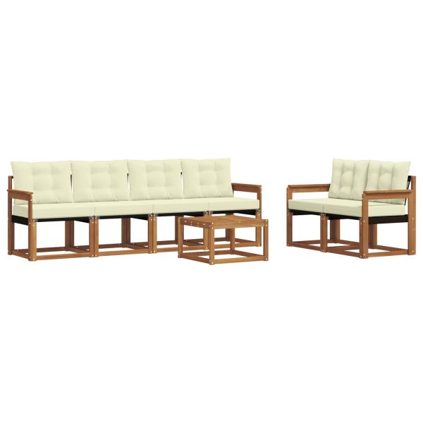 Комплект дивани за открито 7 pcs Натурален и Крема