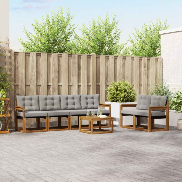 Комплект дивани за открито 7 pcs Естествено и светло сиво