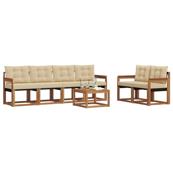 Комплект дивани за открито 7 pcs Натурален и Бежов