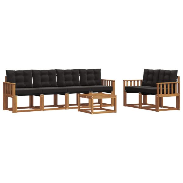 Комплект дивани за открито 7 pcs Естествено и черно