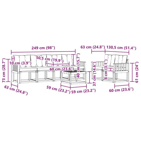Комплект дивани за открито 7 pcs Естествено и черно