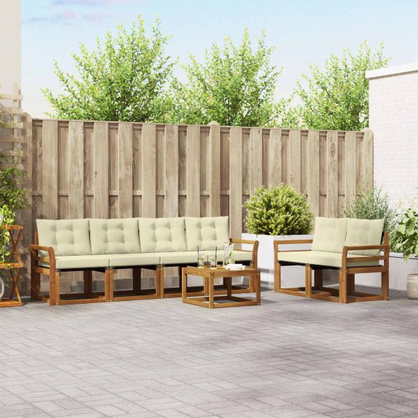 Комплект дивани за открито 7 pcs Натурален и Крема