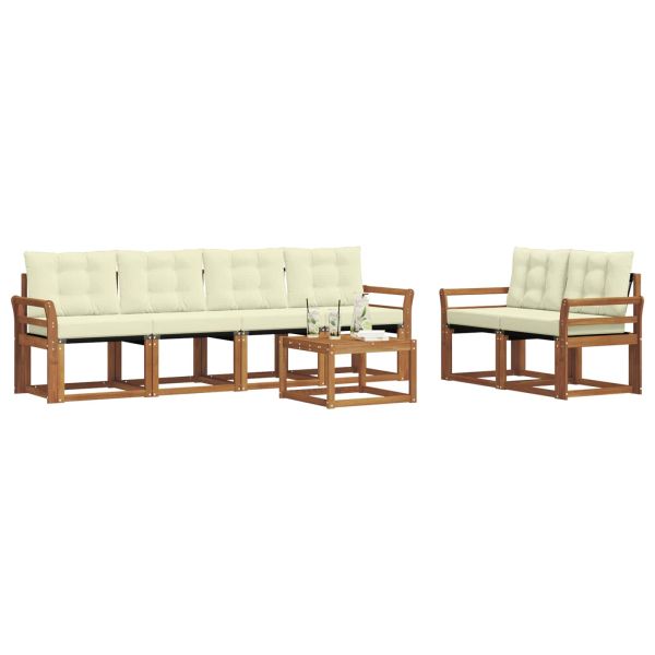 Комплект дивани за открито 7 pcs Натурален и Крема