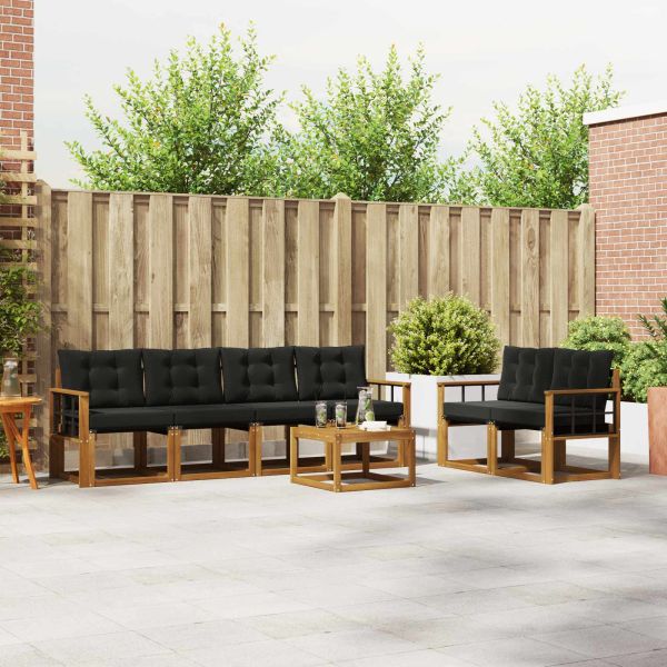 Комплект дивани за открито 7 pcs Естествено и черно